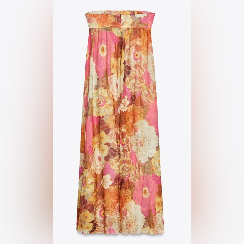 Zara Vibrant Floral Maxi Skirt in Pink and Orange